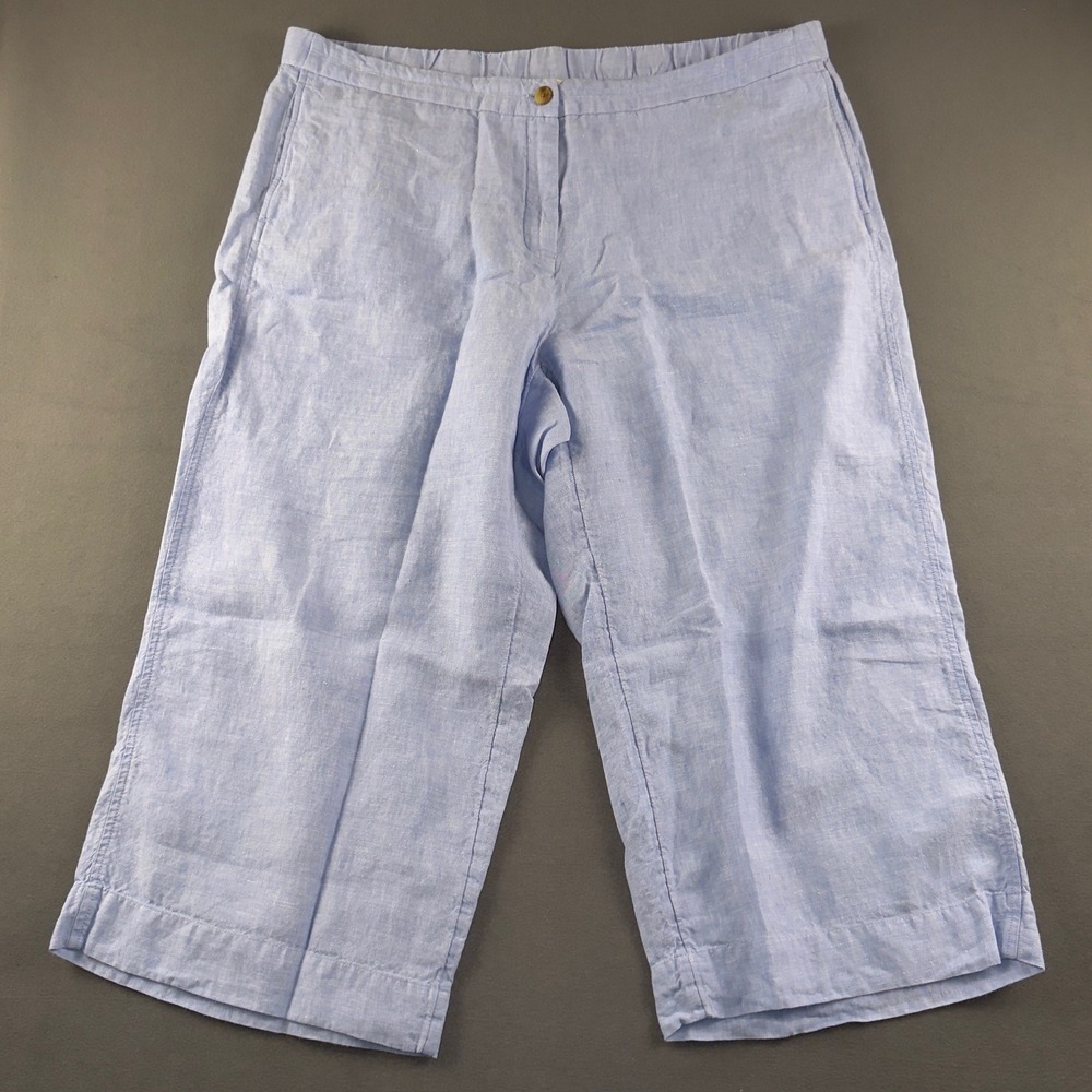 J.Jill Love Linen Blue Cropped Wide Leg Pants Plus Size 3X WPT290001